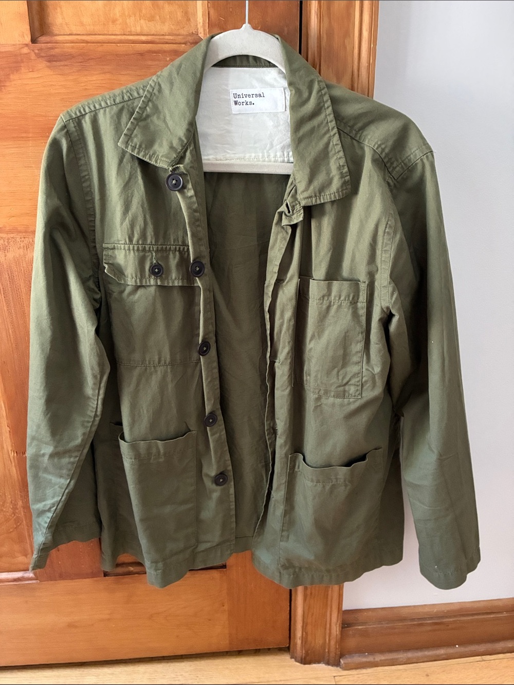 Universal Works Olive Green Utility Jacket with Patch Pockets